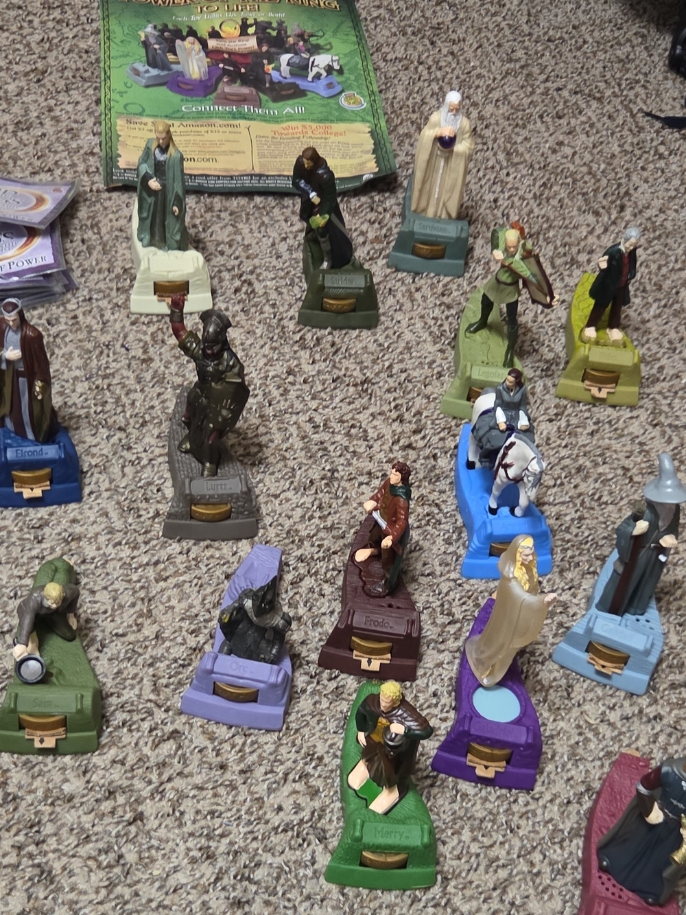 Burger King Lord of the Rings 2003 Mini Figure Toy Lot of 15 figurines w/ Cards